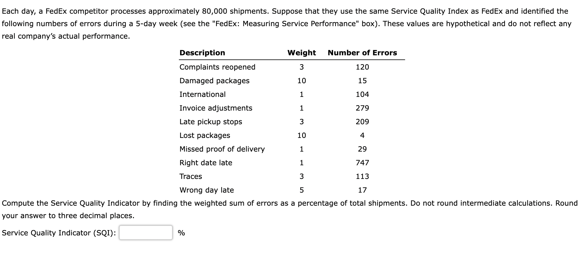Each day, a FedEx competitor processes