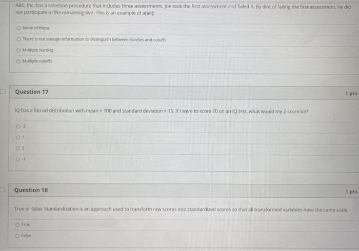 16,17,18? ABC Inc. has a selection procedure that