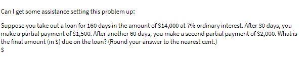 Can I get some assistance setting this problem