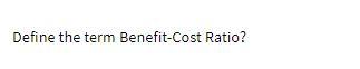 Define the term Benefit Cost Ratio