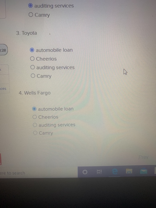 auditing services O Camry 3. Toyota 5:28