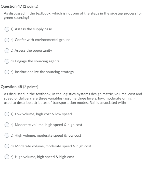 Question 47 (2 points) As discussed in the