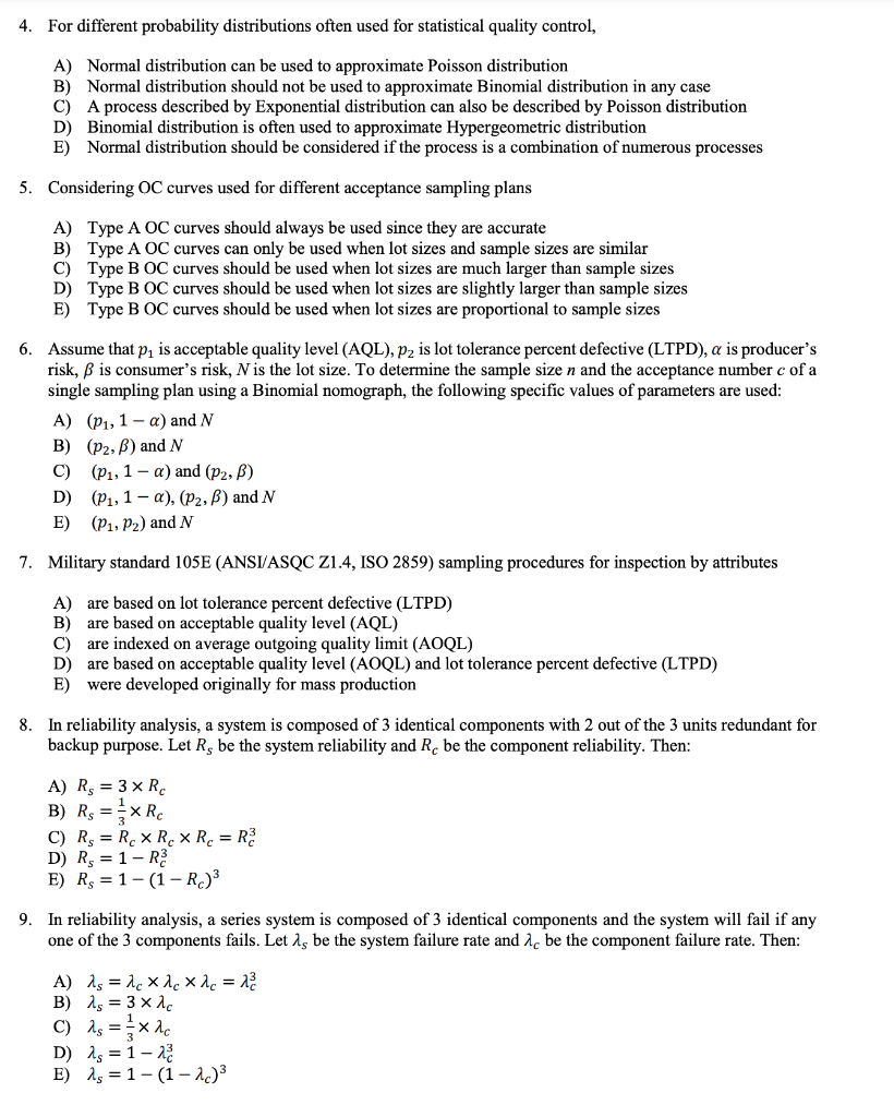 4. For different probability distributions often
