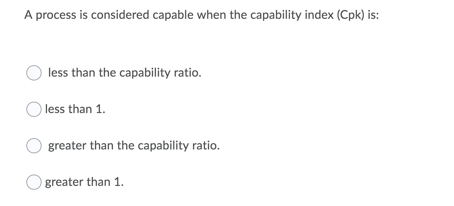 A process is considered capable when the