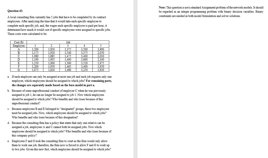 Question #3. Note: This question is not a