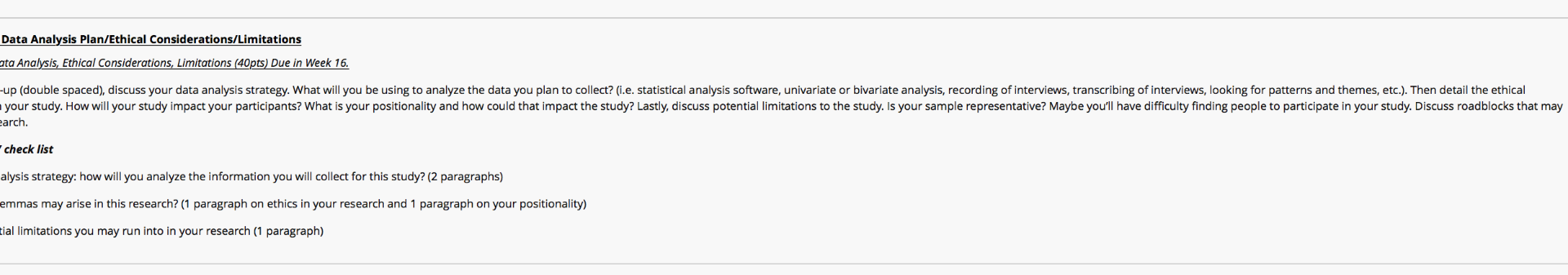 Data Analysis Plan/Ethical