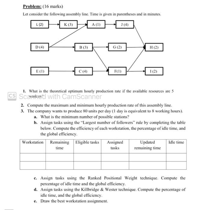 Problem: (16 marks) Let consider the following