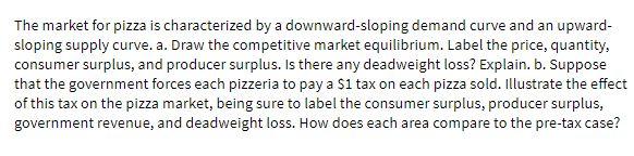 The market for pizza is characterized by a