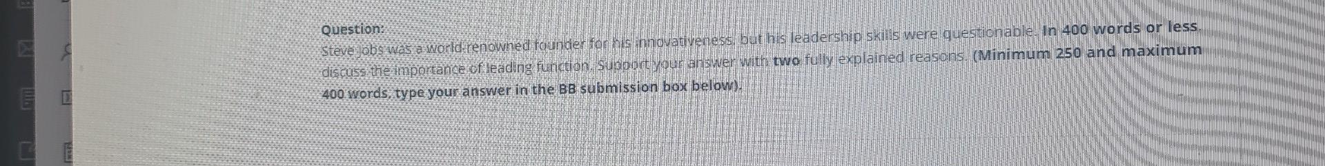 Question: Steve Jobs was a world-renowned founder