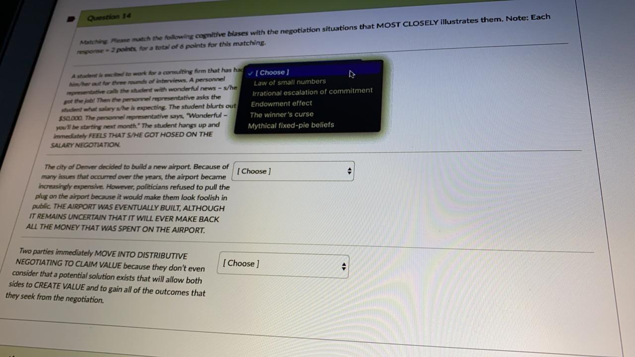 Matching, Please match the following cognitive