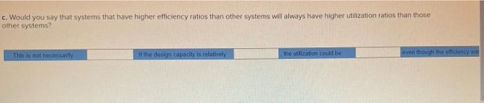 Determine the utilization and efficiency for each