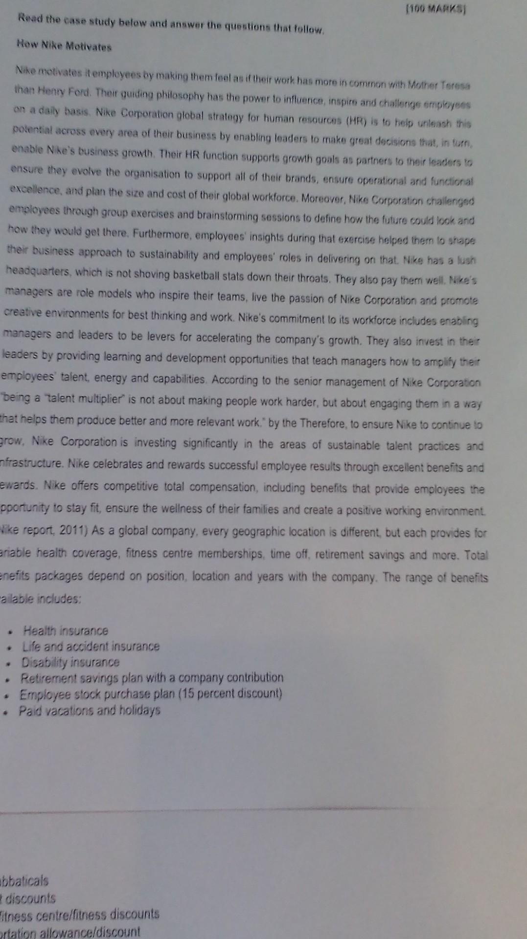 Read the case study below and answer the