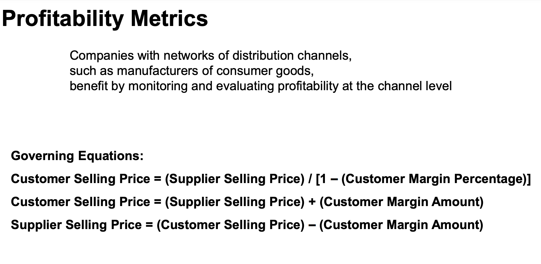 There is a chart on governing equations. Please