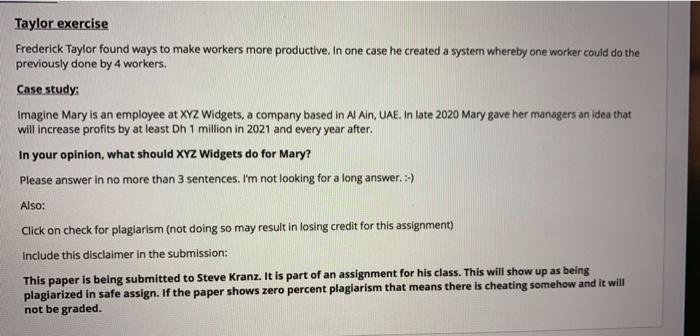 Taylor exercise Frederick Taylor found ways to