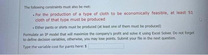 Labor (h) Fabric (m) Price ($) Variable cost ($)