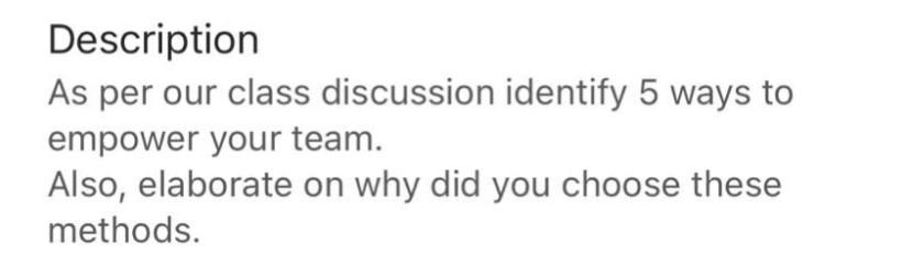 Description As per our class discussion identify