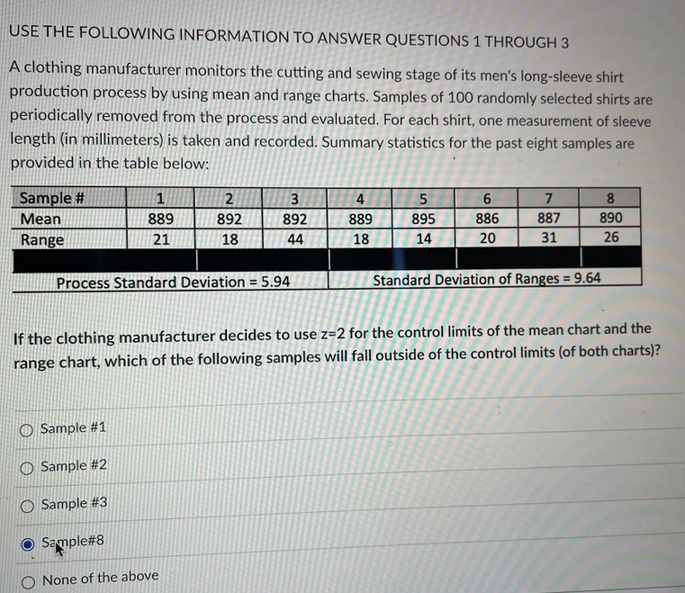 USE THE FOLLOWING INFORMATION TO ANSWER QUESTIONS