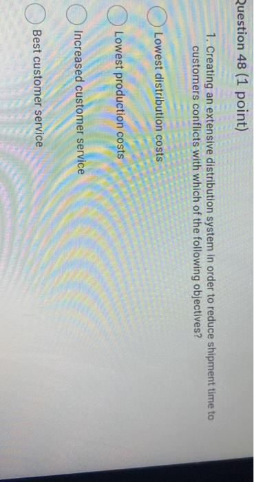 ques 48 Question 48 (1 point) 1. Creating an