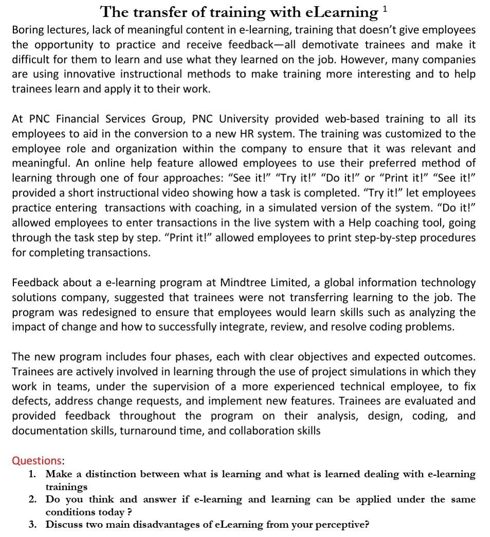 The transfer of training with eLearning! Boring