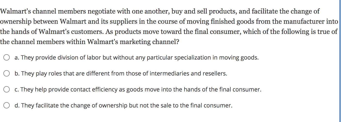 Walmart's channel members negotiate with one