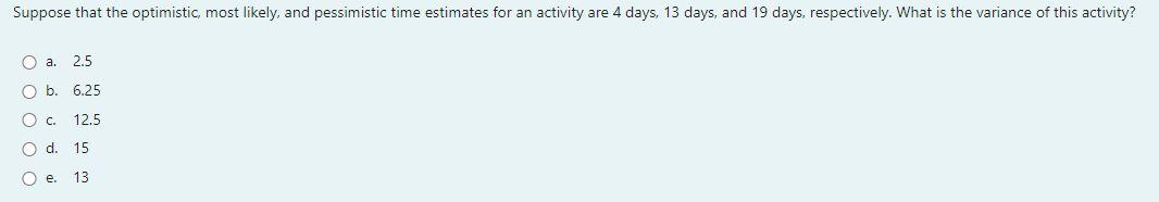 Suppose that the optimistic, most likely, and