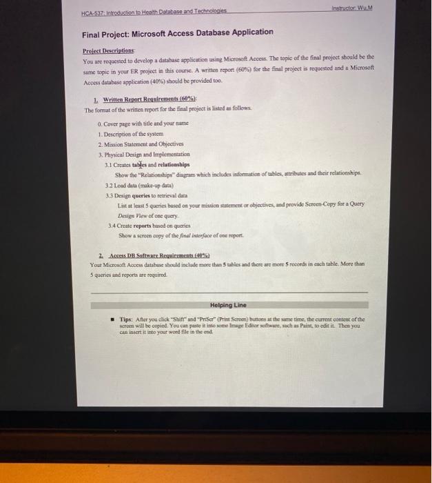 HELP DUE SOON PLEASE!! Instructor W.M HCA-537