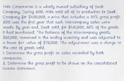 Hide Cerperation is a wholly owned subsidiary of