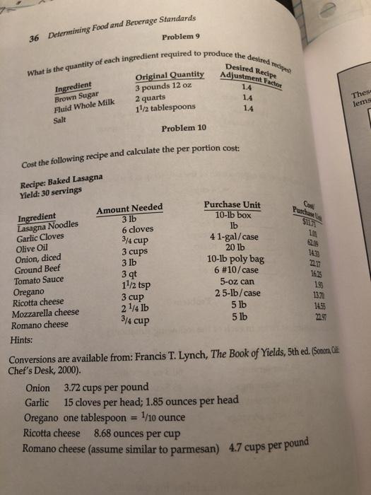 36 Determining Food and Beverage Standards What