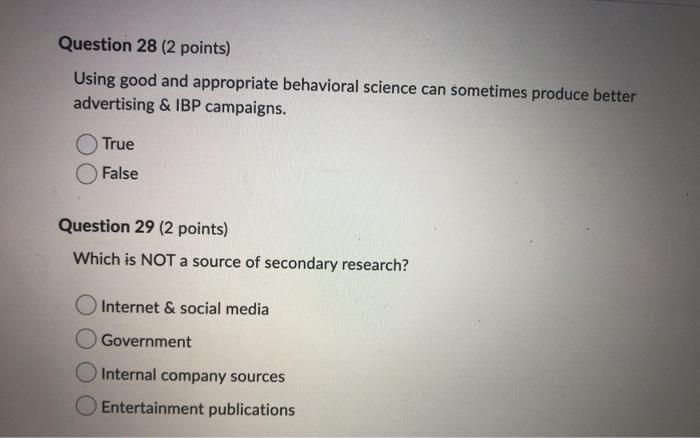 Question 28 (2 points) Using good and appropriate