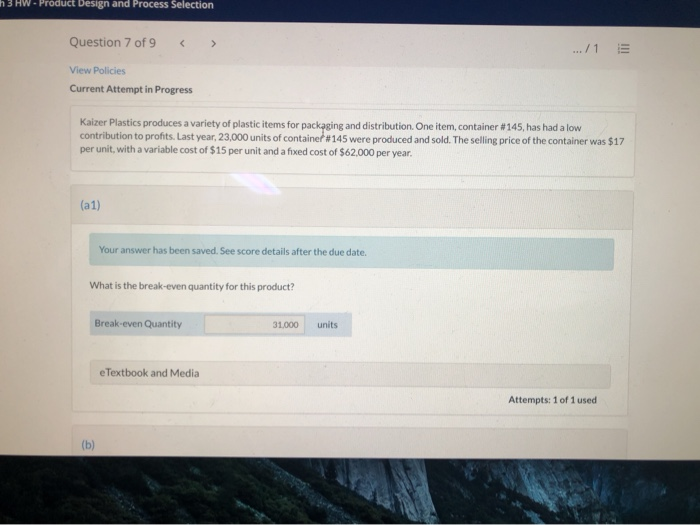 h 3 HW - Product Design and Process Selection
