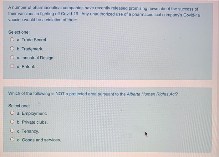 A number of pharmaceutical companies have