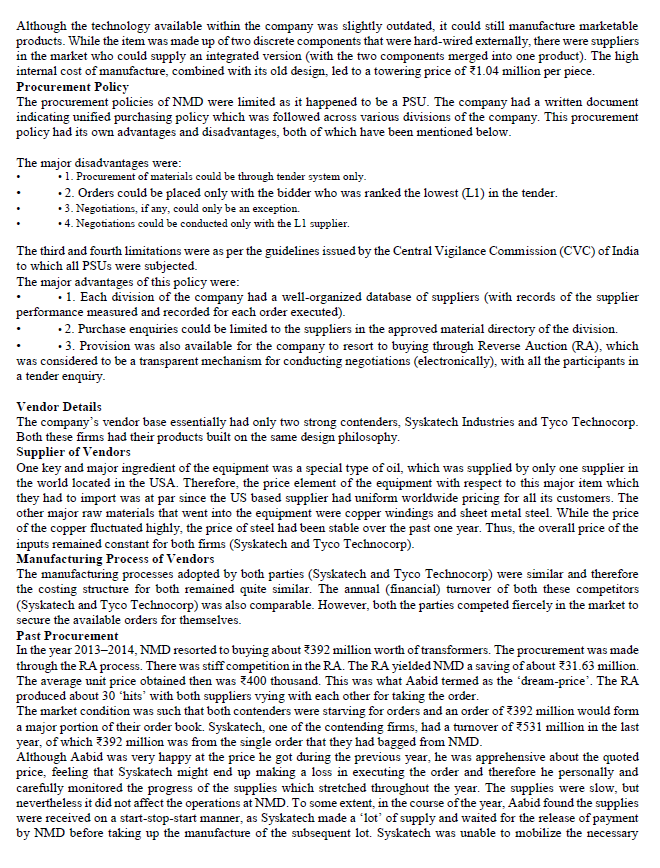 Referring to the below case study, Answer the