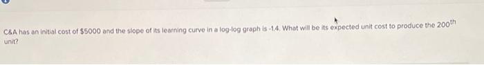 C\&A has an initial cost of $5000 and the slope