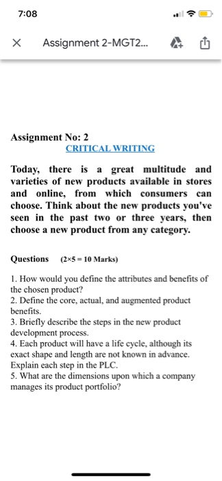 help me please 7:08 * Assignment 2-MGT... A