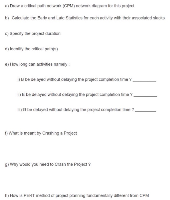 answer F & G 1) A project is composed of the