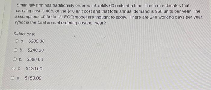 Smith law firm has traditionally ordered ink