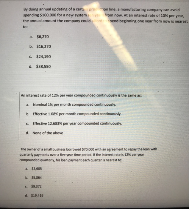PLEASE SHOW ALL WORK. Thank you! By doing annual