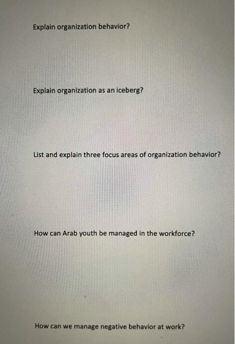 Short answers please Explain organization
