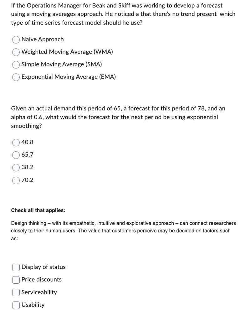 If the Operations Manager for Beak and Skiff was