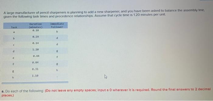 please anwer all parts A large manufacturer of