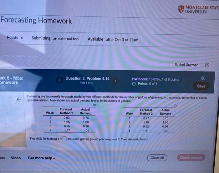 Following are two weekly forecasts made by two