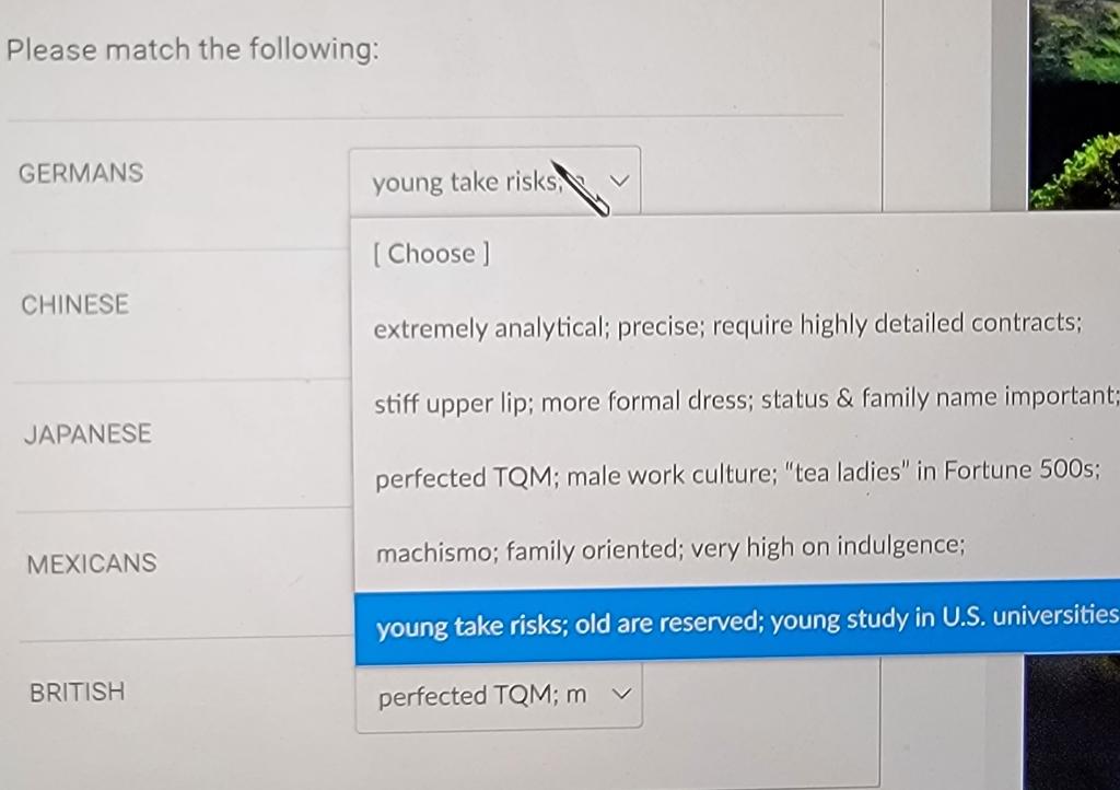 Please match the following: GERMANS young take