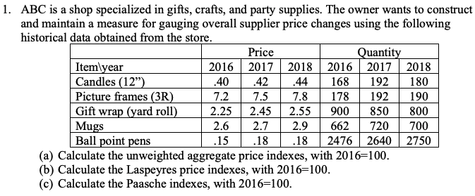 1. ABC is a shop specialized in gifts, crafts,