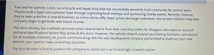 Toni and her partner, Louis, run a bicycle and