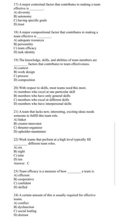 17) A major contextual factor that contributes to