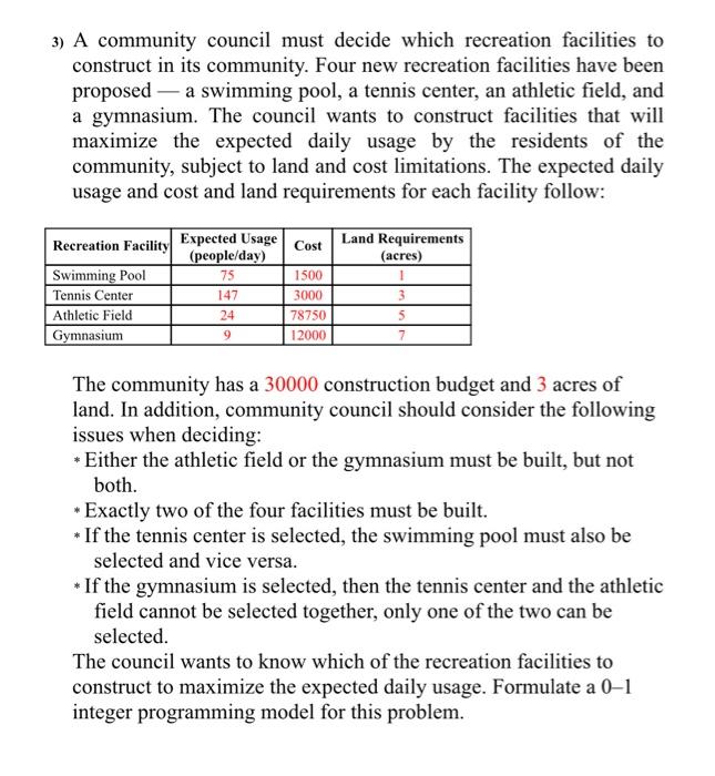 3) A community council must decide which