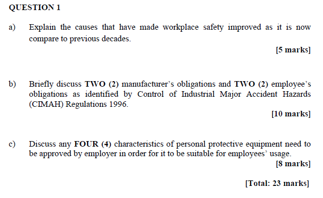 QUESTION 1 a) Explain the causes that have made