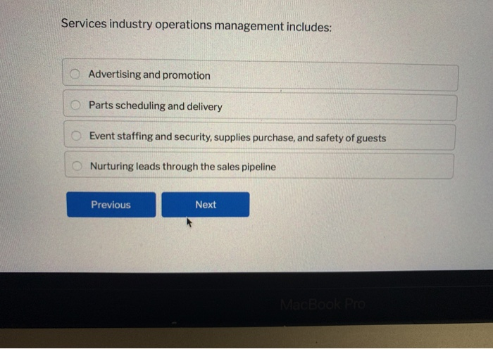 Services industry operations management includes: