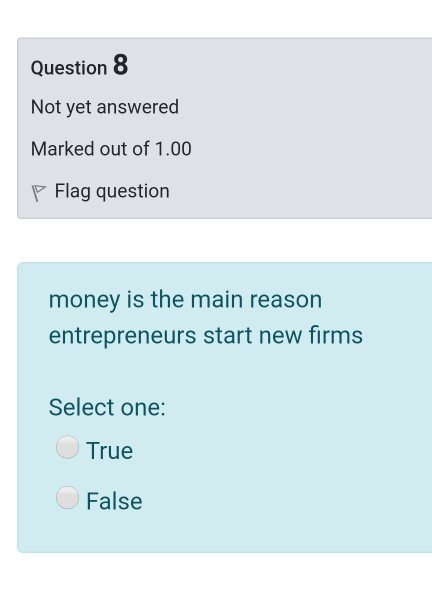 Question 8 Not yet answered Marked out of 1.00 P