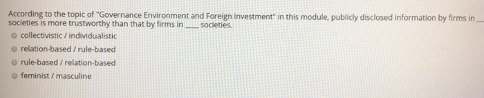 According to the topic of "Governance Environment